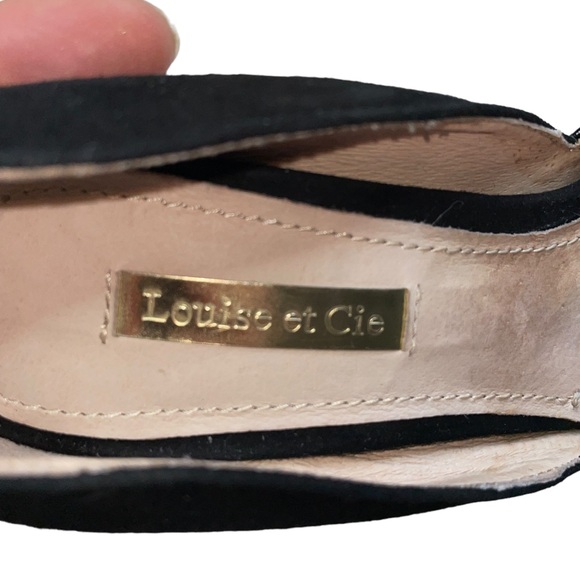 Louise et Cie black leather croc effect heels pointed toe suede size 5.5 - Picture 9 of 14